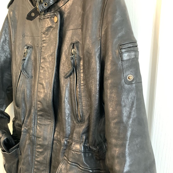 Real leather fox fur collar slim coat - Picture 8 of 16